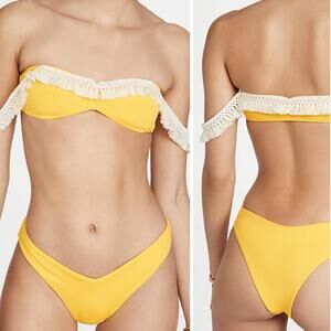 WeWoreWhat Tassel Bikini Top Yellow Size M